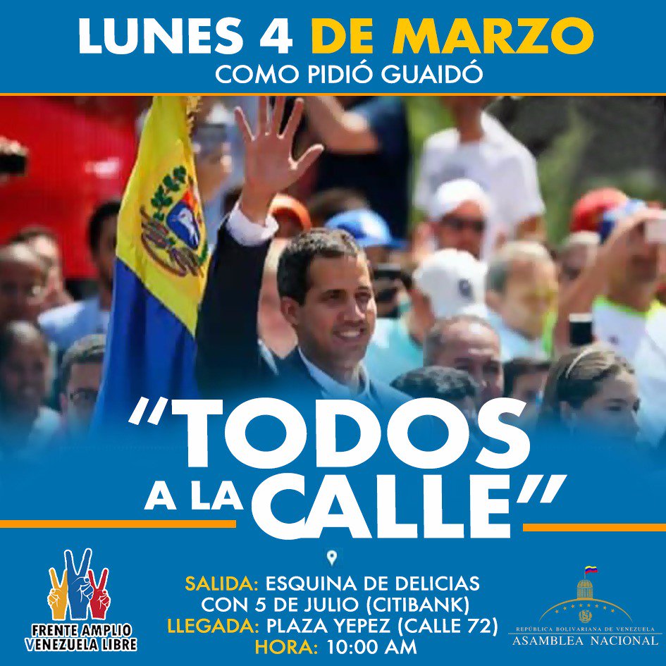 GRRuizVE's tweet photo. Nuestros Presidente (E) @jguaido anuncia su regreso al país. Nos hace el llamado a una gran movilización a nivel nacional para respaldar su regreso.

Todos atentos a las redes sociales. https://t.co/ChTlNe4ghy