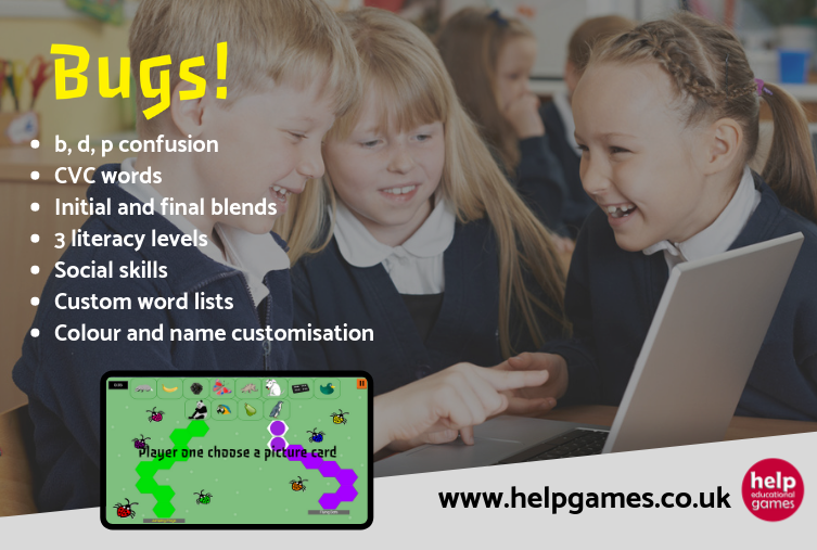 helpgamesuk's tweet photo. Do you notice that your child writes letters backwards? Bugs helps with b, d, p confusion. Children will be able to distinguish the different words with similar looking start letters.https://t.co/NseS9jx8VS https://t.co/wzBZ0mToud