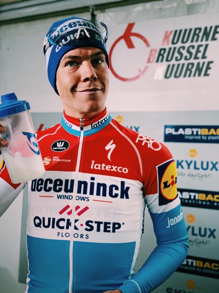 soudalquickstep's tweet photo. Time for a @6Dnutrition recovery shake for our Kuurne-Brussels-Kuurne champion. https://t.co/BRTyxkVFfa