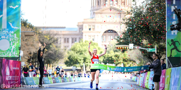 austinmarathon's tweet photo. Fact - @SPIBELT was launched at the 2007 #AustinMarathon. 

Shoutout to @kimoverton for holding the finish line tape for @lieberg_heather and to the entire SPIbelt crew for joining us race weekend! https://t.co/e9yomfdMuy