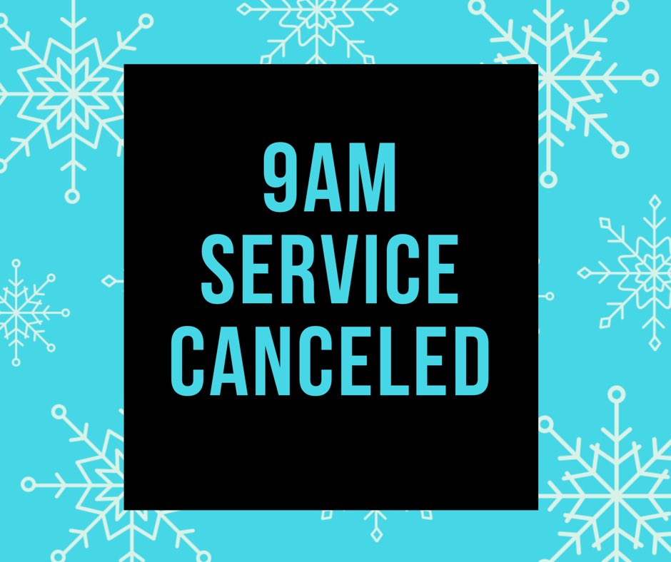 Due to the weather forcast, first service has been canceled. We will make a decision about second service by 8:30AM.