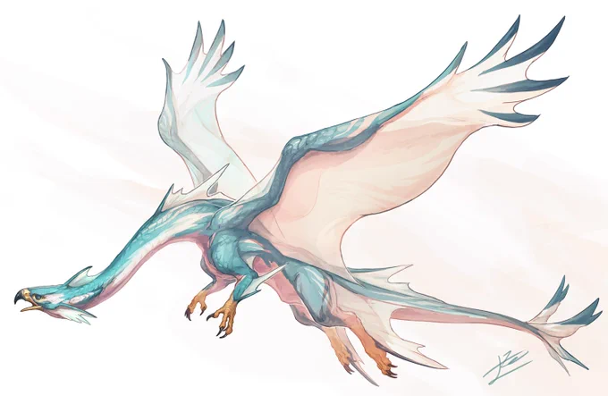 #CREATURES より、羽を持つ生物たち。羽と鱗は親和性がいいので、どちらも入れ込めるグリフォンや鳥竜はいつも楽しんで描いてます☺️
作品集発売まであと2日です、よろしくお願いします…!!!
https://t.co/9B2fwu7y76 