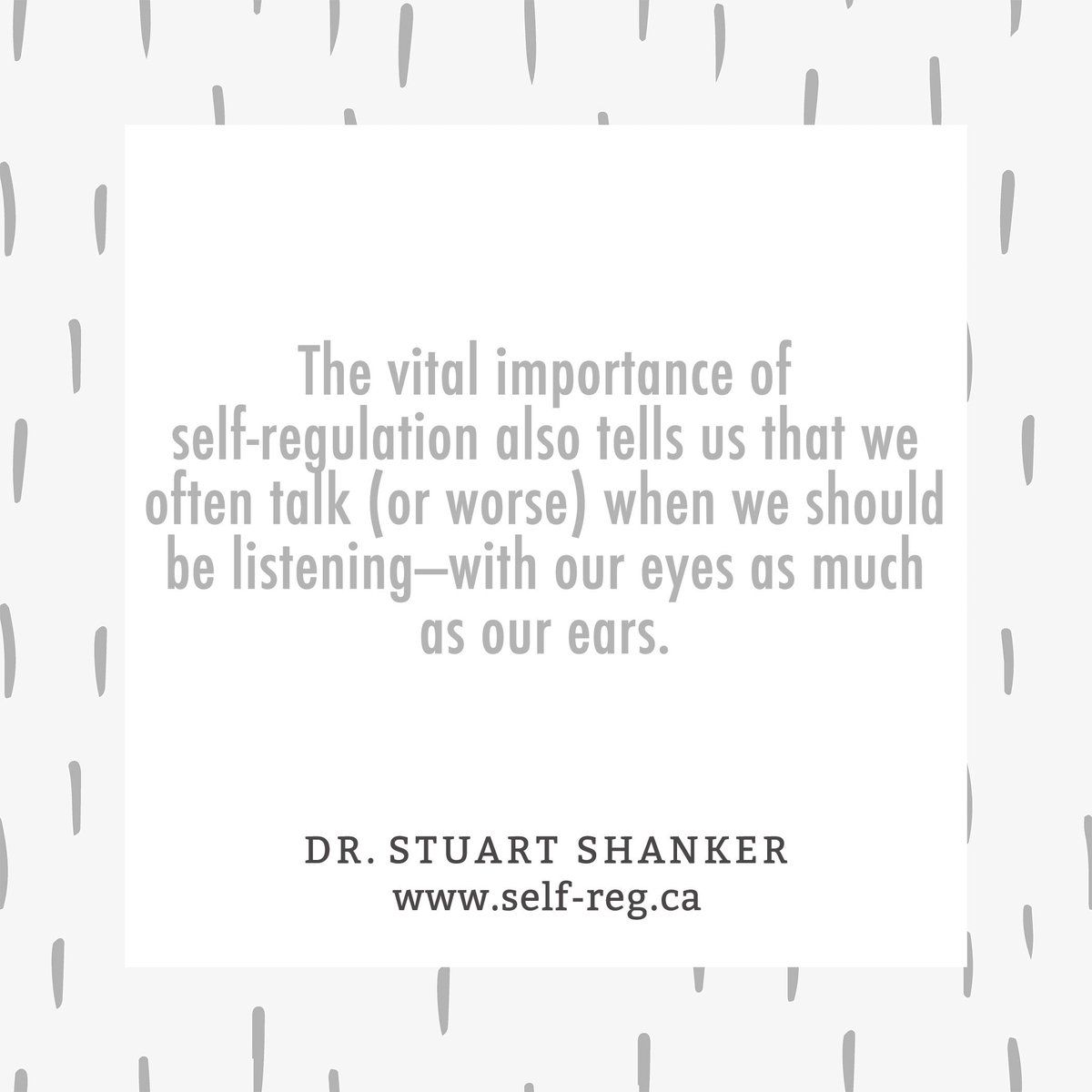 We punish when we should be soothing. We look angry when we should be softening our eyes and our facial expression. We add to the stress when we should be reducing it. We react when we should reflect: chastise when we should ask “Why?” and more to the point, “Why now?” #SelfReg