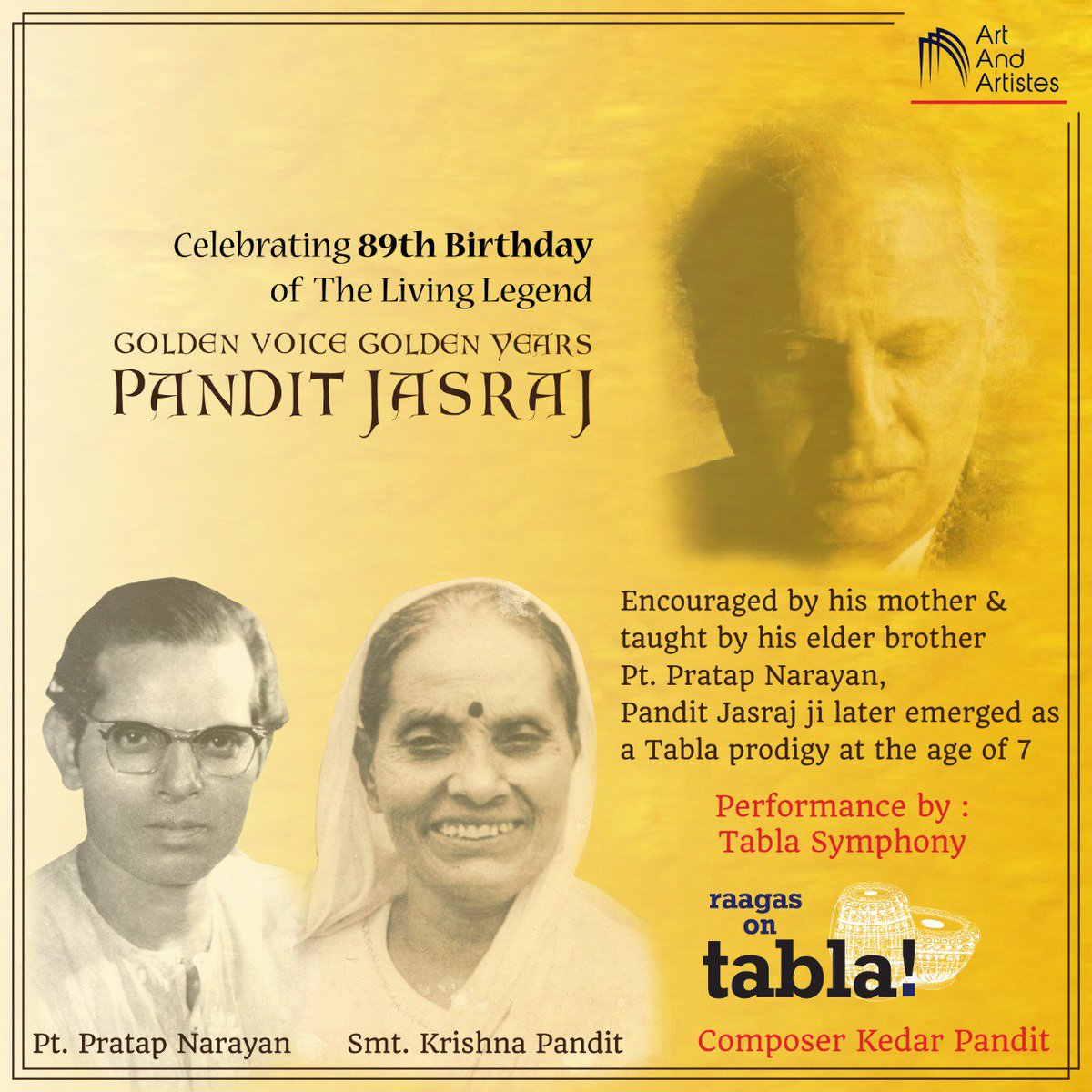 ArtAndArtistes's tweet photo. Catch a soul-stirring performance by #RaagasOnTabla, composed by our very own composer #KedarPandit, LIVE at #GoldenVoiceGoldenYears the first ever self-narrated musical biography concert!!! Don't miss
Book now - https://t.co/yWqDnyetFs
@durgajasraj @anupjalota @Drlsubramaniam https://t.co/mTcGA6f8sx