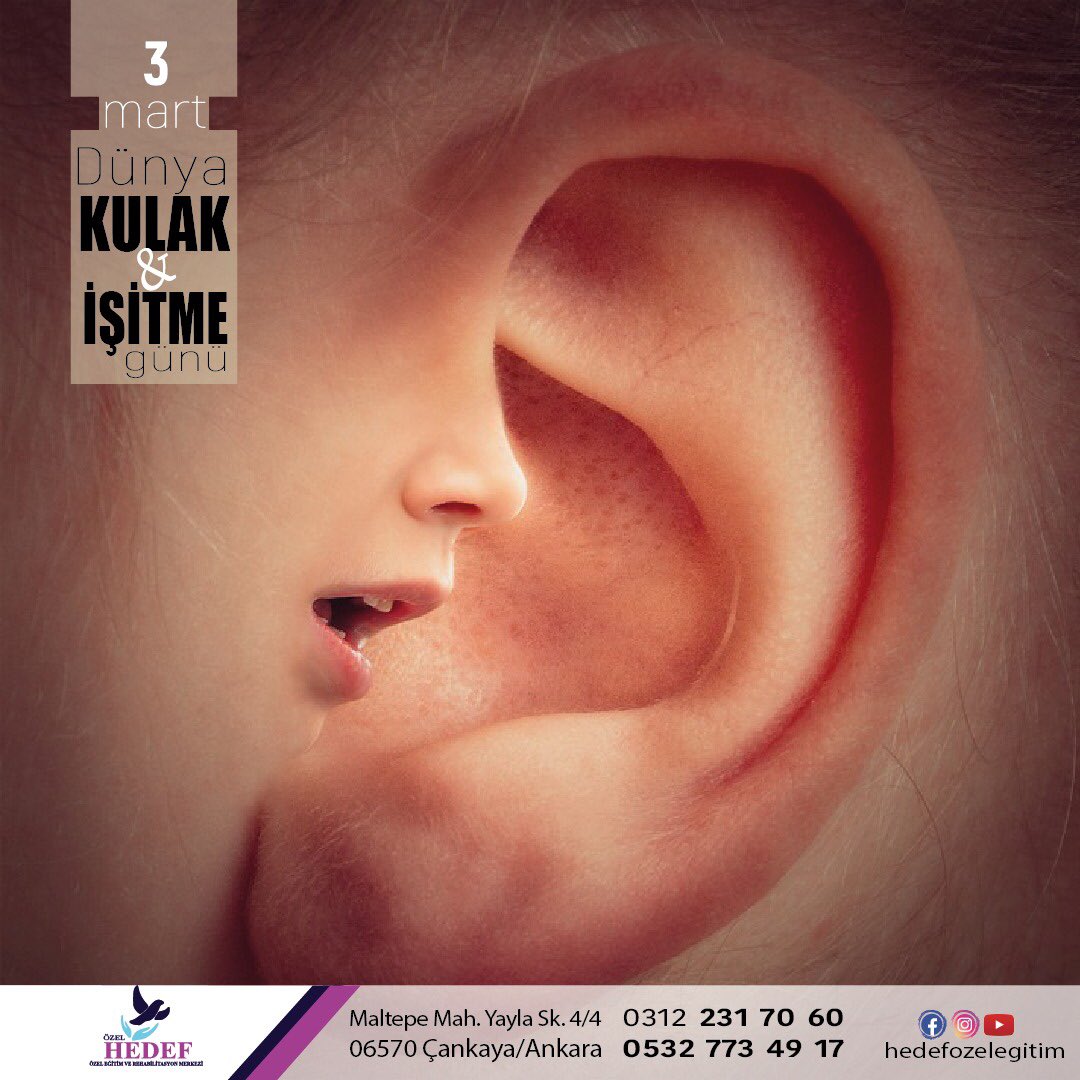 HedefOzel's tweet photo. Bugün 3 Mart Dünya Kulak ve İşitme Günü. #hedefözeleğitim #işitmeengelliler #işitmeengelli #işitmeengellilereğitimi #işitmecihazı #işitme #işitmekaybı #işitmetesti #dünyakulakveişitmegünü #kulakveişitmegünü #özeleğitim #özeleğitimci #farkındayız #3mart #ankara https://t.co/5SuvLrcUqe