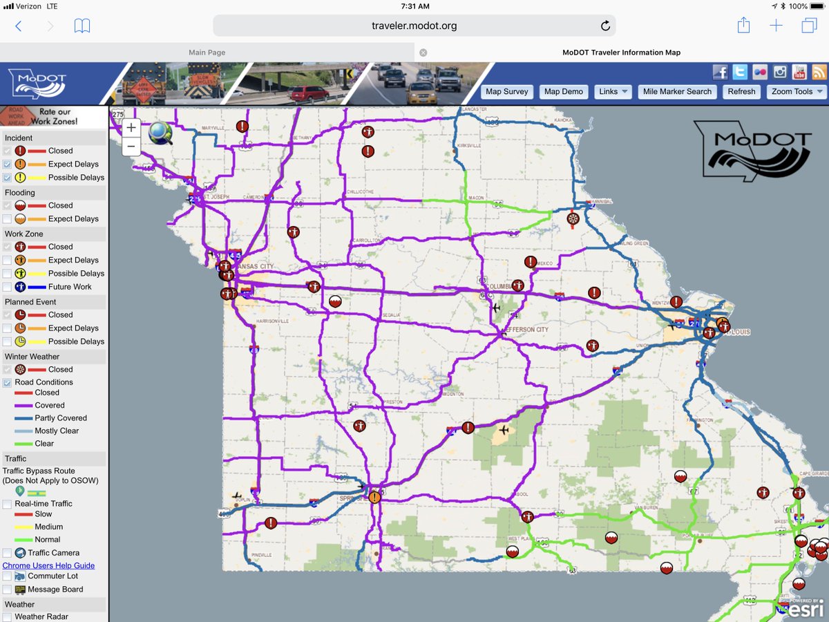 Mshp General Hq Almost All Of Missouri Has Snow Covered Roads As The Latest Winter Storm Moves Across The State Avoid Travel If Possible Blowing Snow May Limit Visibility Check