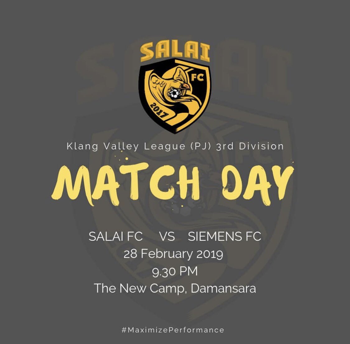 SalaiFC's tweet image. #Matchweek3
🛡 Salai FC VS Siemens FC
📍 New Camp, Damansara
📅 Thursday (28/2/2019)
⌚ 9:30 PM

#MaximizePerformance