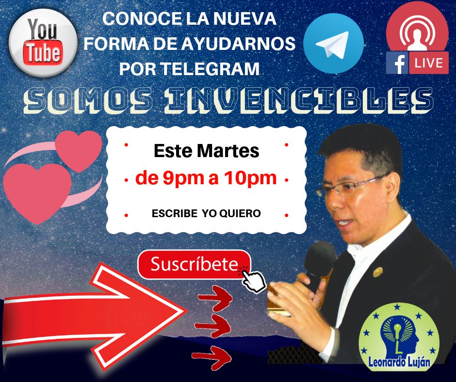 masterleolujan's tweet photo. ✔️Este Martes a las 9pm hora peruana🇵🇪, estaremos compartiendo como nació esta idea de este Canal y conoce la nueva forma de ayudarnos.🌐
✔️Ingresa al Grupo de WhatsApp, donde estaremos compartiendo mas sobre este Canal.👇👇👇
👉https://t.co/O1x5ysdrtq https://t.co/9ehThbqPwS