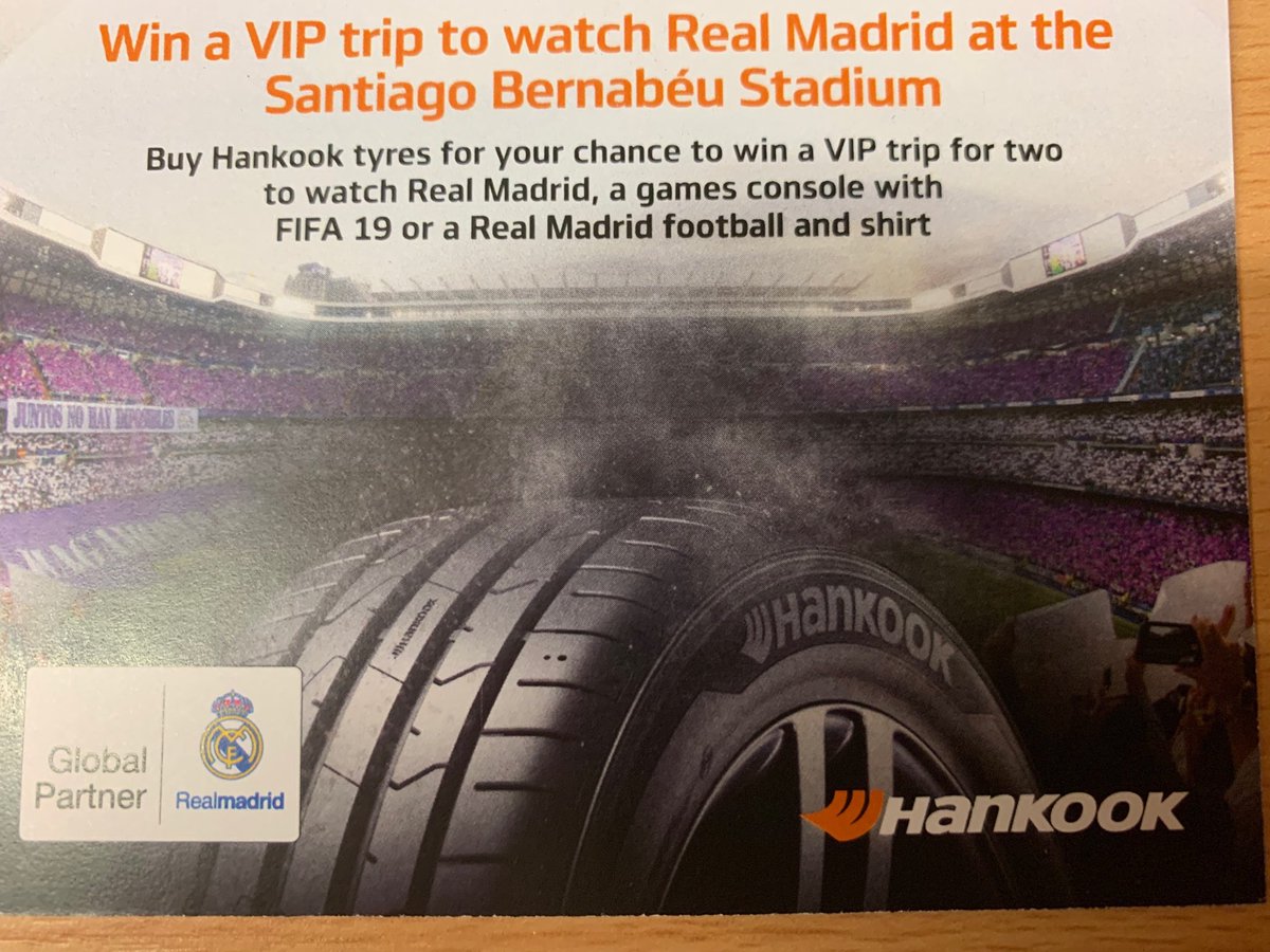 Win a trip for 2 buy simply buying 1 tyre from Goodtread tyres and you coil be on you way to Madrid. Offer ends 31.3.19
