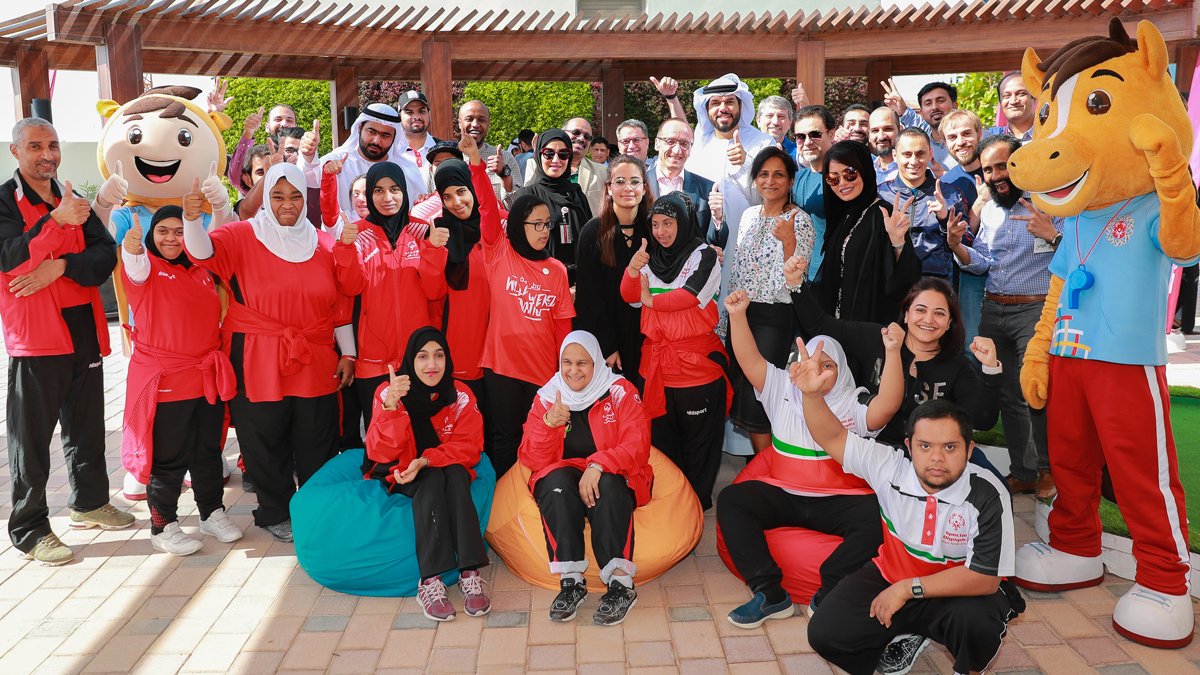 DamanInsurance's tweet photo. A lovely day spent with Special Olympics @WorldGamesAD representatives and @UAESO athletes during the roadshow awareness event at our headquarters. We're  excited to volunteer for the incredible  event from March 14th - 21st. #BeUnified #MeetTheDetermined  #WillPoweredTeam https://t.co/fsxdd8ywXn