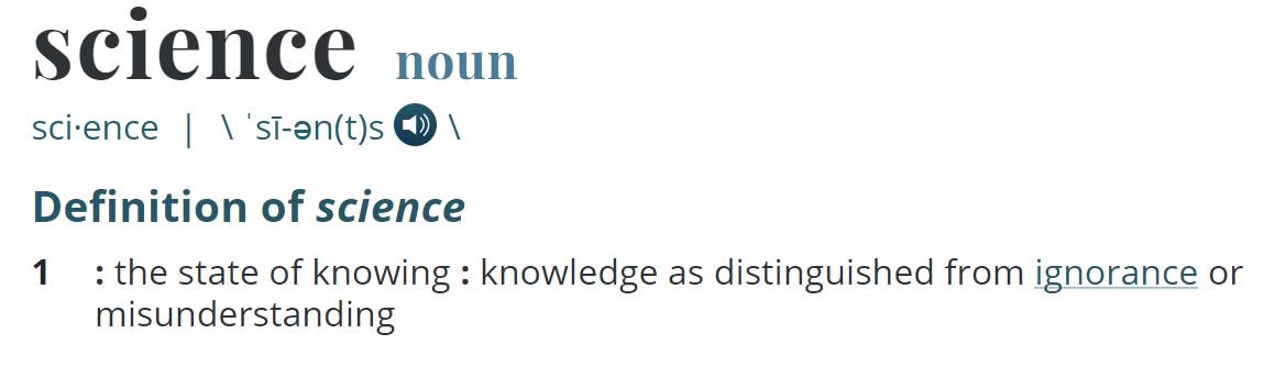 poli_gen's tweet image. Exciting Sunday morning here....I just looked up the definition of "Science" via Merriam-Webster.  

According to the #1 definition, I can call myself a brilliant scientist because, ya know, I "know" stuff.,

Prove me, wrong.

#changingdefinitions