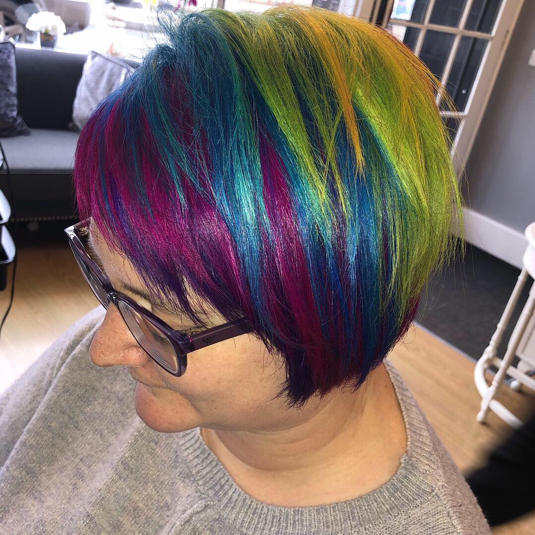 amorehairbeauty's tweet photo. When your client wants rainbow hair, she gets rainbow hair 🌈 🌈🌈😍😍😍 #rainbowhair #nofilter #nofilterjustflash #milkshakedirectcolour #brighthaircolor #purplehair #pinkhair #bluehair #greenhair #yellowhair #milkshakehair #milkshakehairuk #amorehairandbeautyexeter #exetersalon https://t.co/uKf8d0FMh3