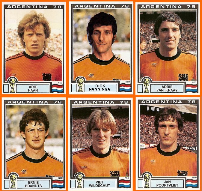 Netherlands1978's tweet photo. #Panini released it’s #WorldCup78 album too early.
#Dusbaba, #Hovenkamp, #Peters, #vanHanegem, #Kist stayed home for various reasons and were replaced by #Brandts, #Wildschut, #vanKraay, #Schoenaker, #Nanninga.
.
#Holland #Oranje #Nederland #WorldCup #Argentina #football #futbol https://t.co/kyFDlGnptz