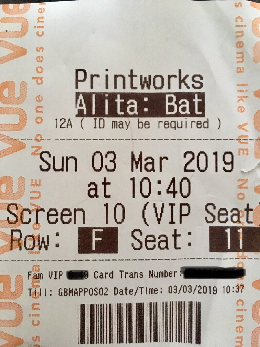 WasimMirUK's tweet photo. .@AlitaMovie @VueCinemas @The_Printworks #Manchester #GreatMovie #7outof10 #FilmEndedTooSoon #ChristophWaltz #BrilliantPerformance #BountyHunters #GreatStoryLine #MarsRepublic #GreatTechnology #IronCity #CityUponCityLayers #BattleAngel #Recommended https://t.co/UCeDUNb4Tp
