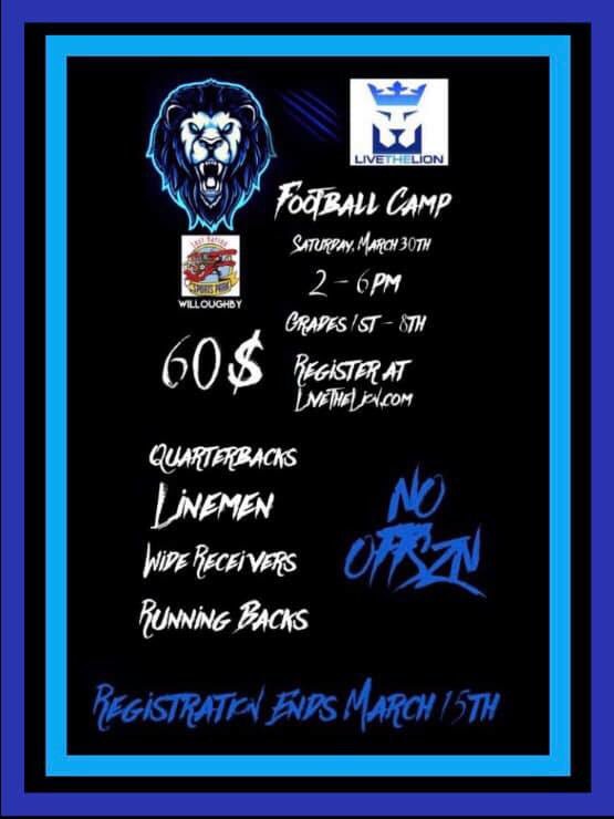 GGpassingCamp's tweet photo. Final 12 days to register for our LiveTheLion football and cheer camps coming on March 30th! We have camps for little ones ages 4-6 and we have camps for kids grades 1st through 8th grades! Don’t miss out on a great day of football and cheer!! #LiveTheLion https://t.co/Dl71r5iztT