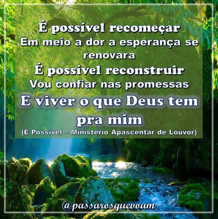 passarosquevoam's tweet photo. É possível recomeçar
Em meio a dor a esperança se renovara
É possível reconstruir
Vou confiar nas promessas
E viver o que Deus tem pra mim
(É Possível – Ministério Apascentar de Louvor)
#passaros #pássarosquevoam #sigaospassaros #ToquenoAltar #MinistérioApascentardeLouvor #góspel https://t.co/z9wBSQoNWO