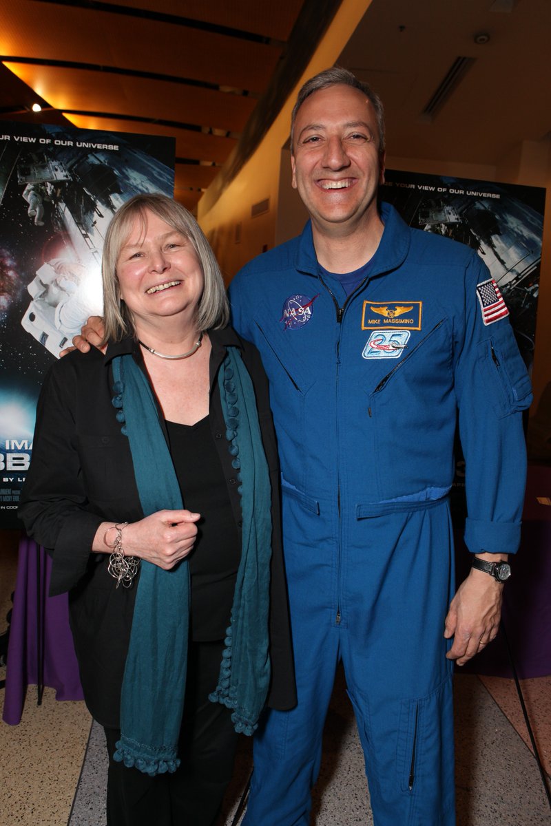Astro_Mike's tweet photo. Thinking of my friend and @IMAX documentary filmmaker Toni Myers who died last month. An amazing woman who directed me and my @NASAHubble crew mates in the film #hubble3D. I have so many wonderful memories, including attending the NY premiere (see photos). Godspeed my friend. https://t.co/3qjmN9xXtx