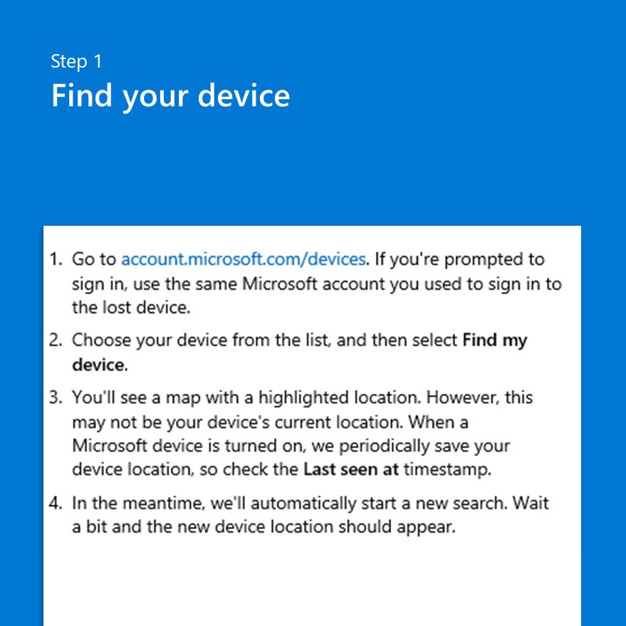 MicrosoftHelps's tweet image. Lost a Windows device? Find it, lock it, and turn it off!
msft.social/qivOcC

#WindowsSupport