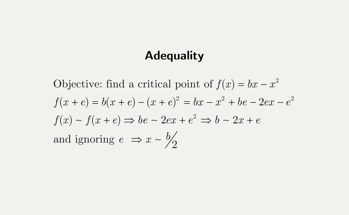 Mathtype Adequality Meaning Approximate Equality Is The Technique That Pierre De Fermat Devised To Calculate Maxima And Minima Of Functions It Uses Precursor Ideas To The Concept Of Limit Or