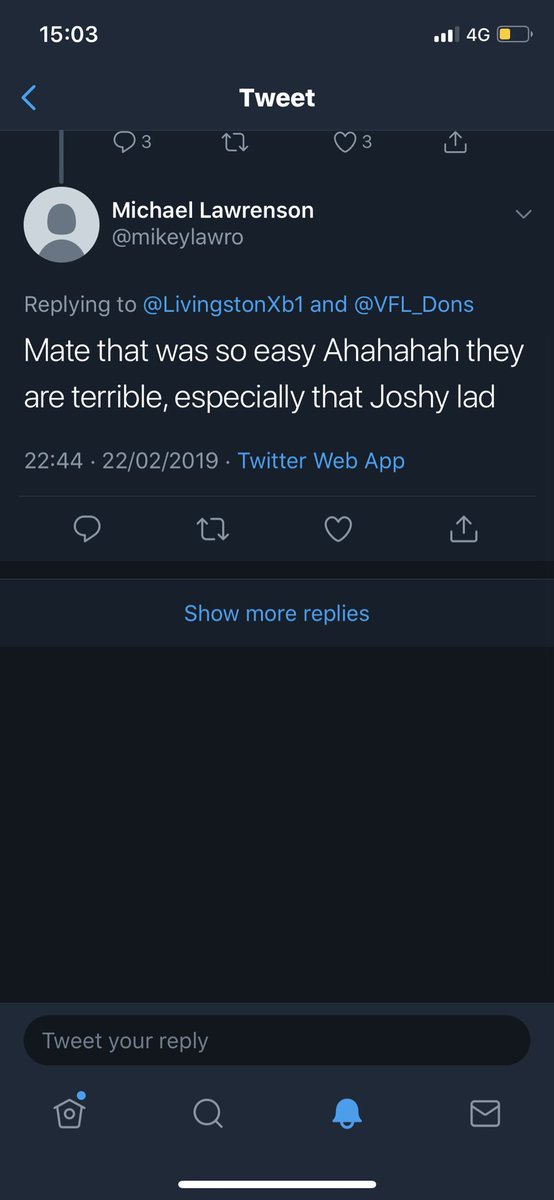 vfldundeefc's tweet photo. @mikeylawro @LivingstonXb1 @TheVFL_ @VFLCelticXB1 you put capitals in the middle of the sentence? wouldn’t take about grammar mate😂😂😂 https://t.co/FSVkbF0n9x