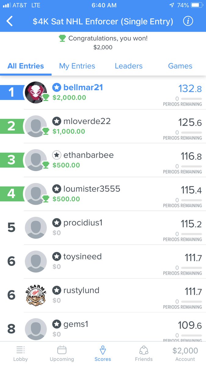 bellmar21's tweet photo. After a 3 slate slump it’s nice to make something happen. Always big ups to @Area51DFS and @thedailyaverage #NHL #DFS #Area51DFS #theinvasion https://t.co/vbVFq0bXEc
