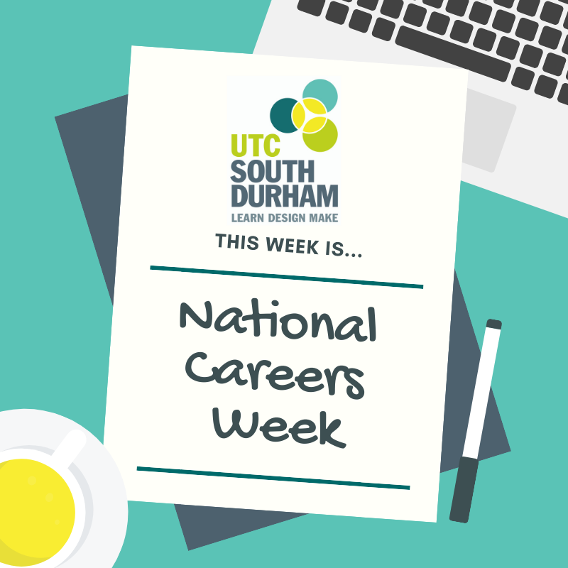 UTCSouthDurham's tweet photo. We are really looking forward to National Careers Week #NCW2019 next week and will have lots opportunities for students to talk about their #career aspirations and their #future. #UTCdifference https://t.co/Znu6Bh4ZSF