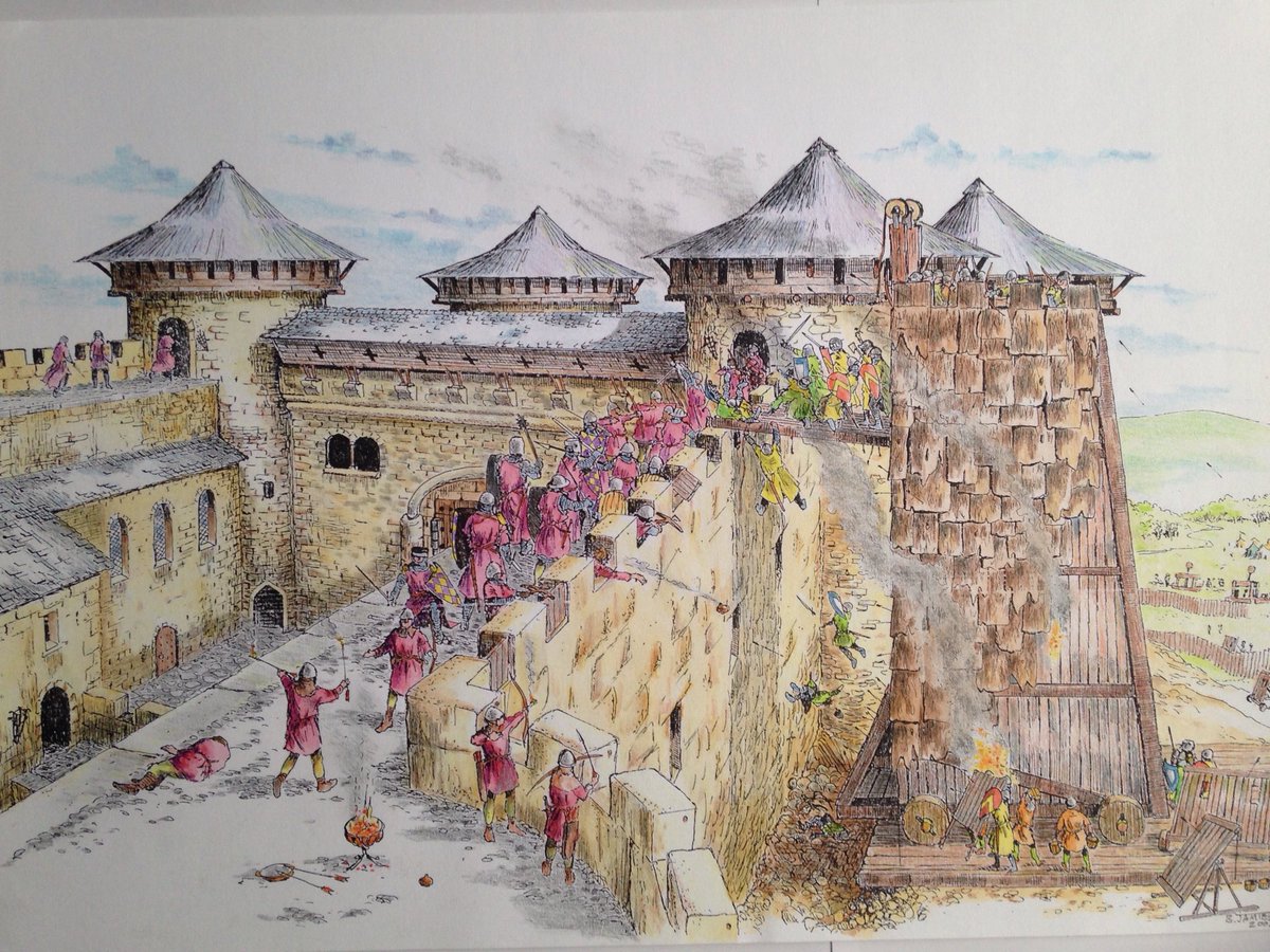 bwjsharpart's tweet photo. #TheSharpEndofHistory 'Siege Tower' Pen &Watercolour illustration. The #siegetower covered in animal hides to protect against fire arrows and 'fire pots' has dropped its ramp as stormers cross over. #HistoricScotland #VisitScotland #Castles #MedievalWarfare #ScottishBorders https://t.co/yGoXdZDzeZ