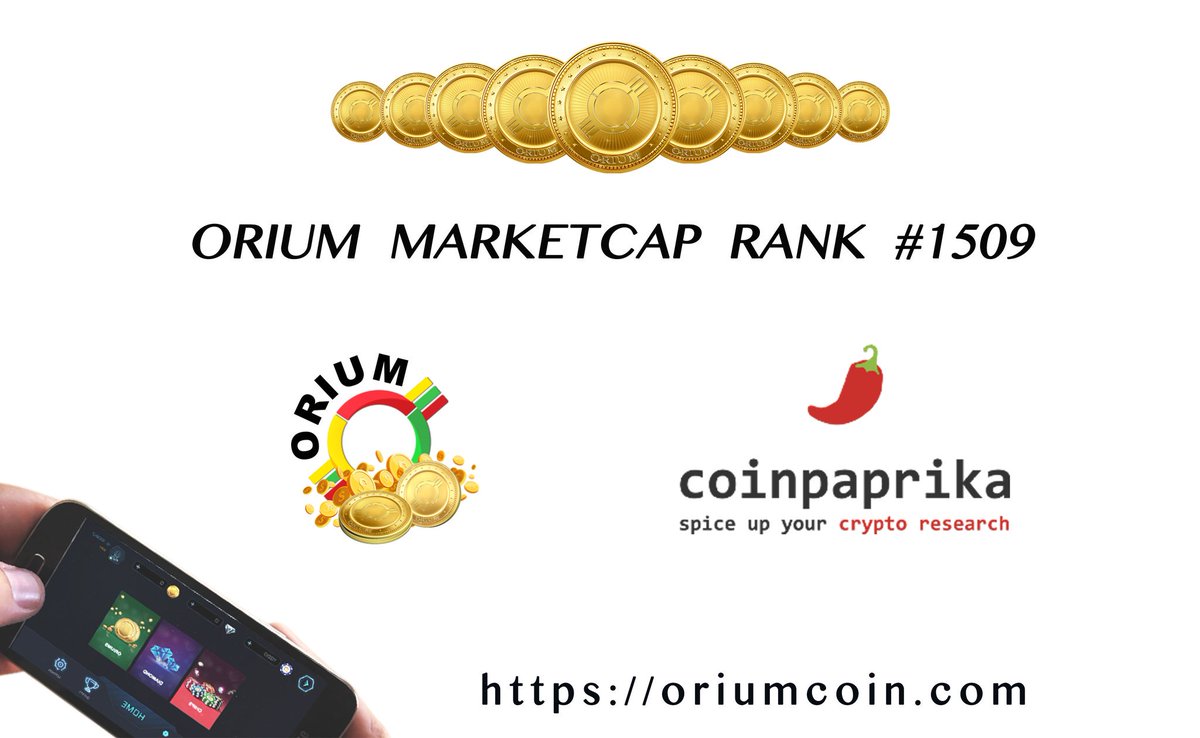 OriumOfficial's tweet photo. Hello #ORM community.!!!
Happy to announce that ORIUM price &amp; marketcap are listed on  coinpaprika @coinpaprika
(spice up your crypto research)

#ORIUM marketcap rank is #1509
https://t.co/hSO0ADtmsU
😁😁😁👍👍👍🚀🚀🚀

#ORIUM #COINPAPRIKA  #ORIUMarmy #MOBILE_GAME #UTILITY_TOKEN https://t.co/Q90tNobjcE