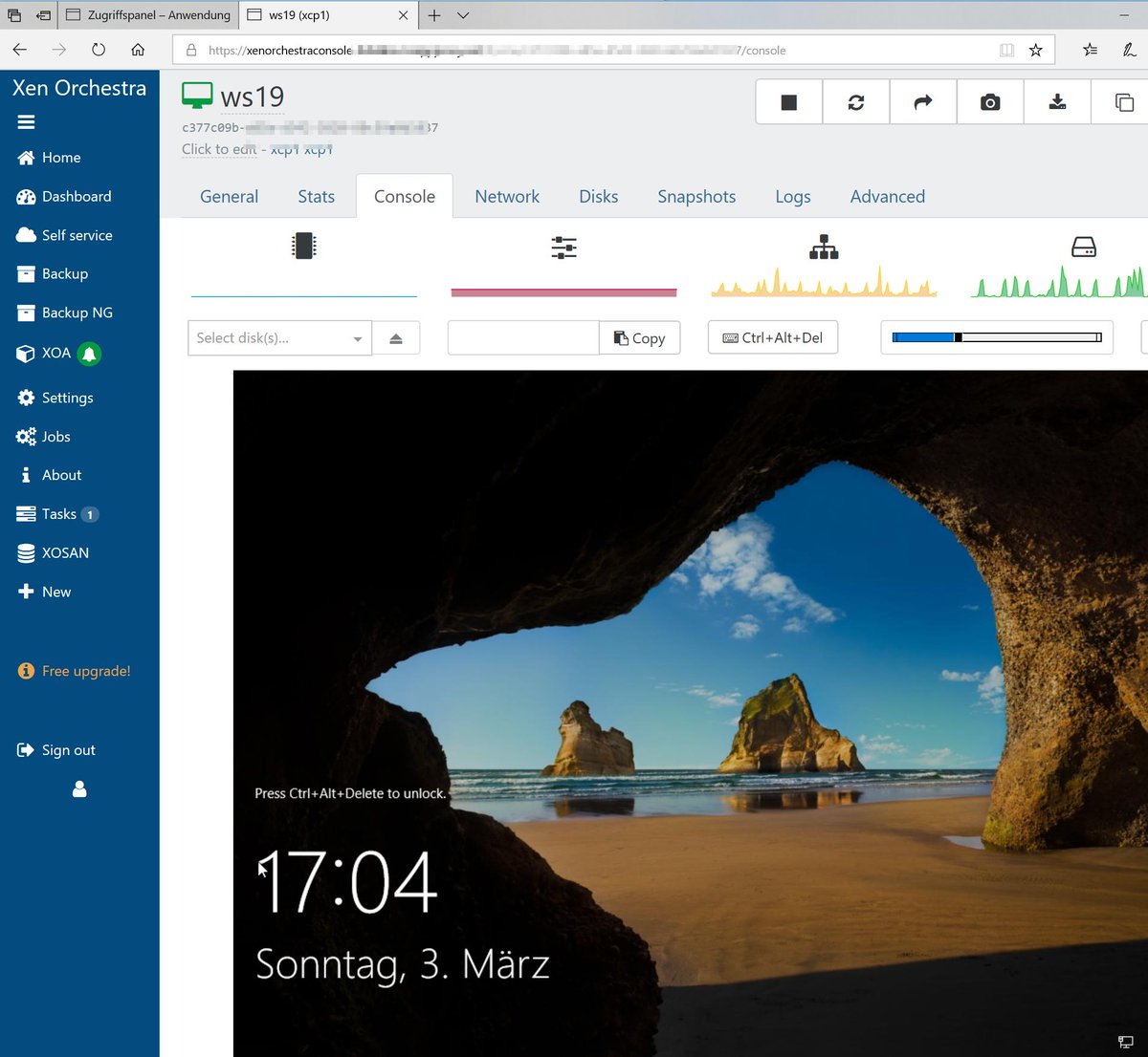 _qwertzu's tweet photo. Okay that is cool: I am connecting to my Xenserver (actually a XCP-ng install but also works with Citrix Xenserver) remotely secured by MFA with @Azure #ApplicationProxy to the @xenorchestra Appliance. https://t.co/I8b8xsveGu