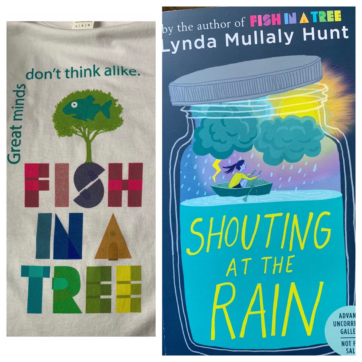 Another GIVEAWAY! Please RT to be entered! THREE winners will be chosen at midnight tonight for signed ARC of #ShoutingAtTheRain and a FISH IN A TREE/#StrongShoulders t-shirt. #GRIT #MakeTheLifeYouWant #UnderstandingEmotions #FindYourRealFriends #CapeCod
