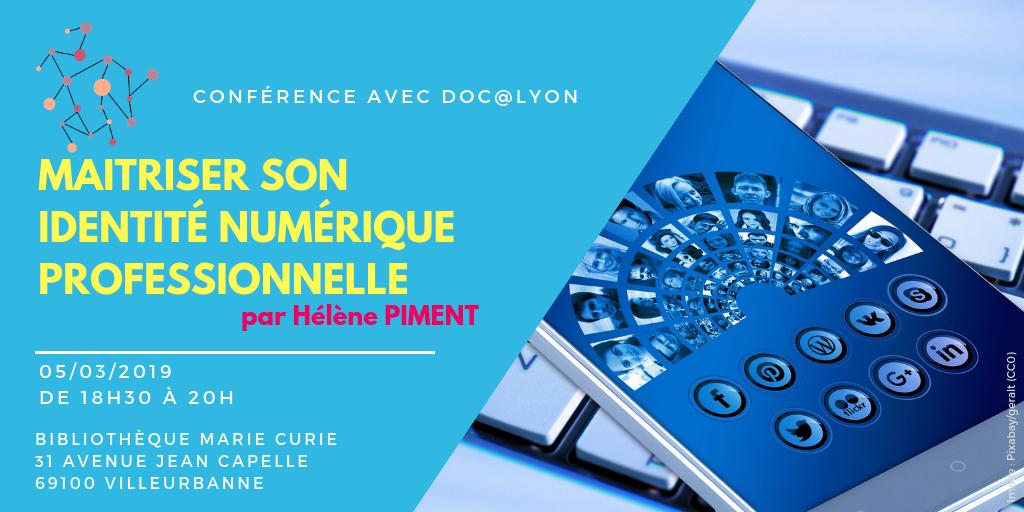 DocaLyon's tweet photo. Dernière ligne droite pour vous inscrire à la conf d'@helenepiment "Maitriser l' #identiténumériqueprofessionnelle" le 5/03 à la @binsalyon ouverte à tous sur inscription sur https://t.co/2TxM4uDdBJ @Vagabondages @enssib @BULyon1 @BenoitEpron @BibLyon @tuba_lyon @CCOVilleurbanne https://t.co/Lzt1VNdw42