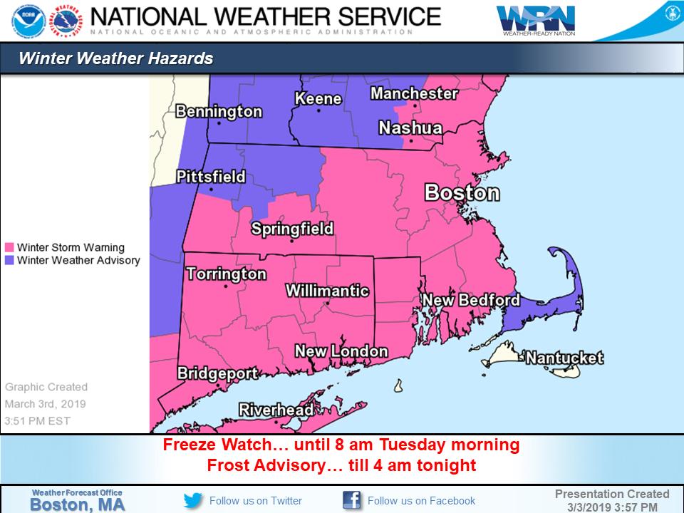 Updated snowfall forecast for tonight into tomorrow.  Heaviest snow falls during the early morning hours, with a change to rain for some.  Precipitation ends between 6AM and 9AM from west - east.