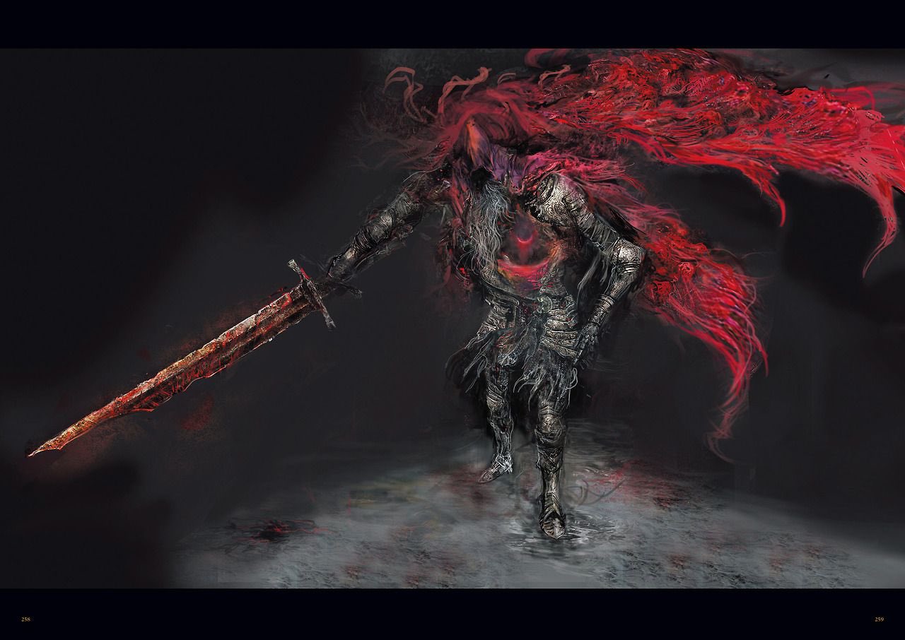 Slave Knight Gael" concept art from the Dark Souls 3 Design Works book...