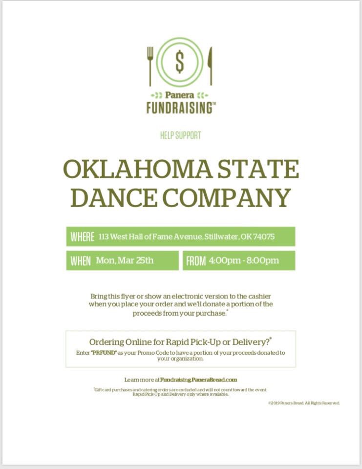 OSUDance_co's tweet photo. Craving some bread? Come out to Panera for our upcoming fundraiser! Show this flier to your cashier in order to help us out! https://t.co/sPJ2OEw8WB