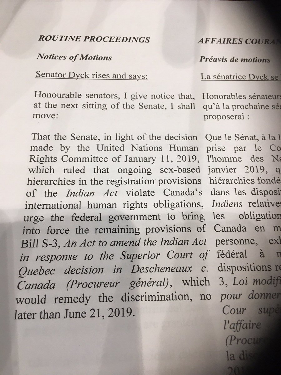 FAFIAAFAI's tweet photo. This historic motion passed unanimously in the Senate on February 28, 2019. When will the Government of Canada remove the sex discrimination? It only takes an Order in Council, just a Cabinet meeting. Any Tuesday, the Government could end the discrimination. https://t.co/DD6ewjqmVK