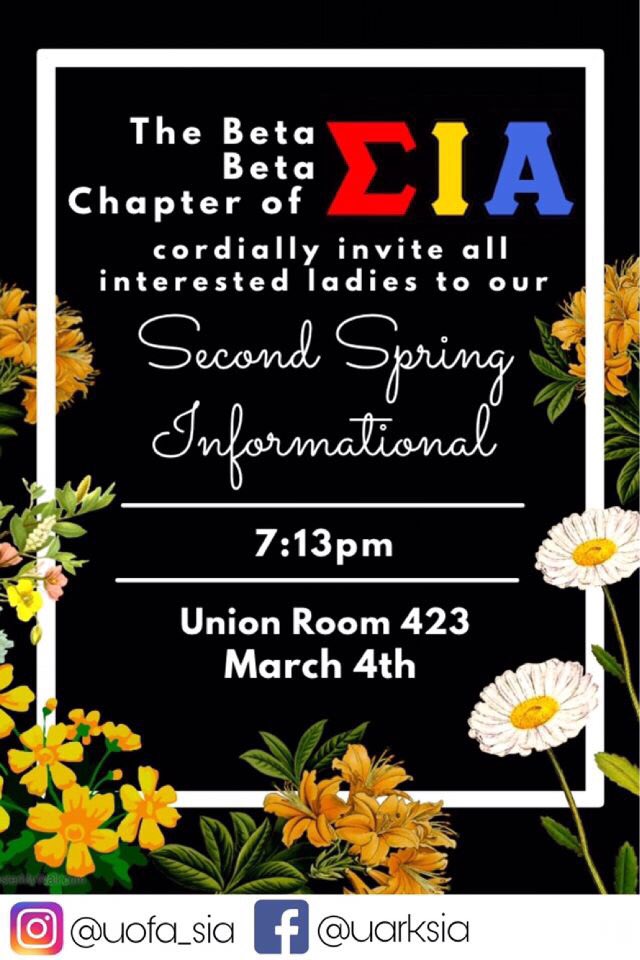UofA_SIA's tweet photo. 🚨 REMEMBER 🚨 Join us tomorrow for our 2nd informational of the semester! Learn more about our Precious&amp; Rare Organization. Followed by dinner date with us at Mojitos! (RSVP!) #HopeToSIAThere https://t.co/ADebd0oF53