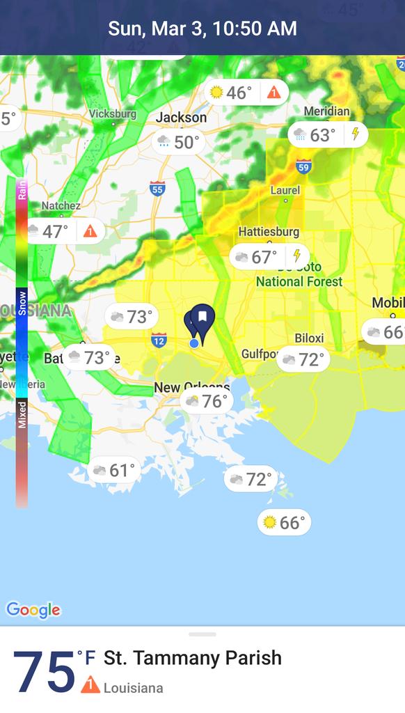 info4disasters's tweet photo. #tornado watch issued. Keep your eye to the sky during #MardiGras19 parades. #Be #weatheraware #info4
#LAWX
#Weather Map for Sun, Mar 3, 10:50 AM #noaaweatherradar https://t.co/e7GmPskavO via @viequesbound https://t.co/ghTsVDYBWt