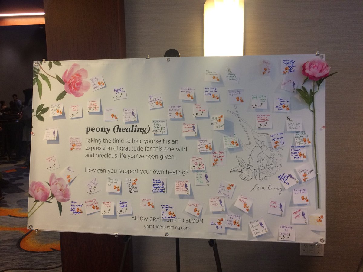 GratitudeBloom's tweet image. Our Gratitude Garden is blooming at @Wisdom2conf #wisdom2! Come plant your seed and see what your fellow attendees are thinking about the topic of Healing. (outside the continental ballrooms) #gratitudeblooming