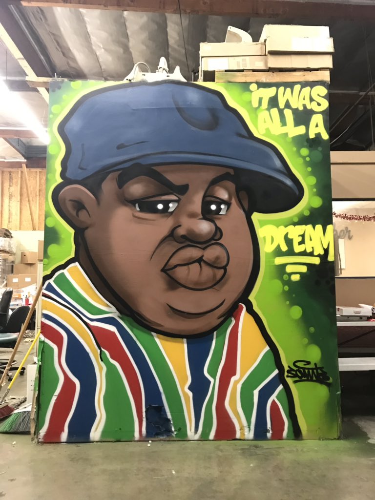 oneSAINTS_'s tweet photo. I painted this Biggie piece - honoring the King #notoriousBIG #badboy #hiphop #aerosolART #OneSaints #boomboxkid @Diddy https://t.co/J5obO7rfOw