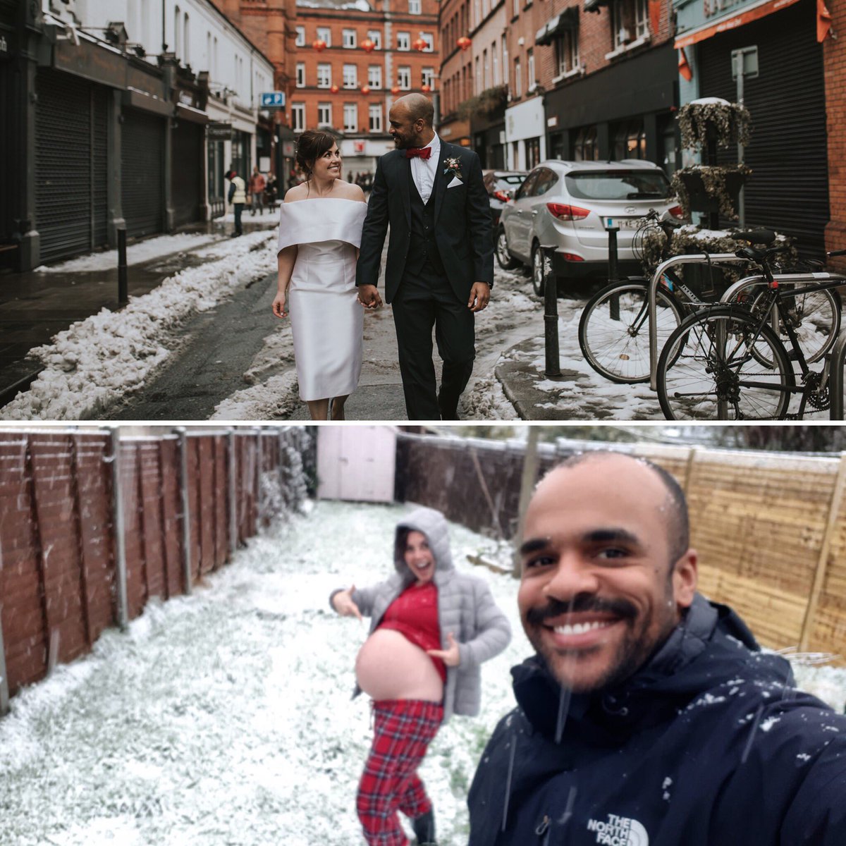 12 months on and @OrlaCWalsh is still unsuitably dressed for the freakish March snow showers. 🙄 #stormemma #stormfreya #snow #snowversary