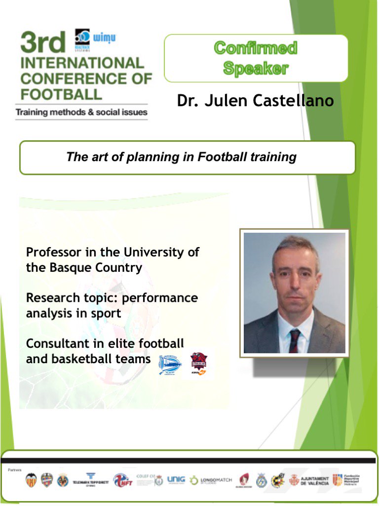 UcvFootball's tweet photo. Encantados de poder recibir a @julencastellano en #ICFUCV
Investigador referencia en el ámbito del ⚽️ que nos aportará estrategias para planificar entrenamientos basados en el la Especificidad del Juego
#TrainingMethodology
#SportSciences
#Planning
#GameBasedTraining https://t.co/78WrPuaxqY