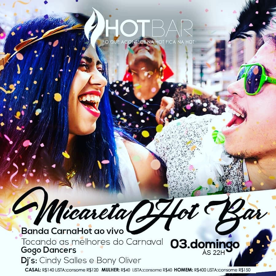 hotbarsp's tweet photo. #CarnaHot: Micareta Hot Bar
A curtição não para! Domingo de folia carnahot com banda ao vivo, muitas emoções e beleza em só um lugar #VempraHotBar, o que acontece na #Hot fica na #Hot
Para mais informações e nomes para a lista via Whatsapp 11950399869
#FestasSp #carnaval #HotBar https://t.co/2iTkRgSgUY