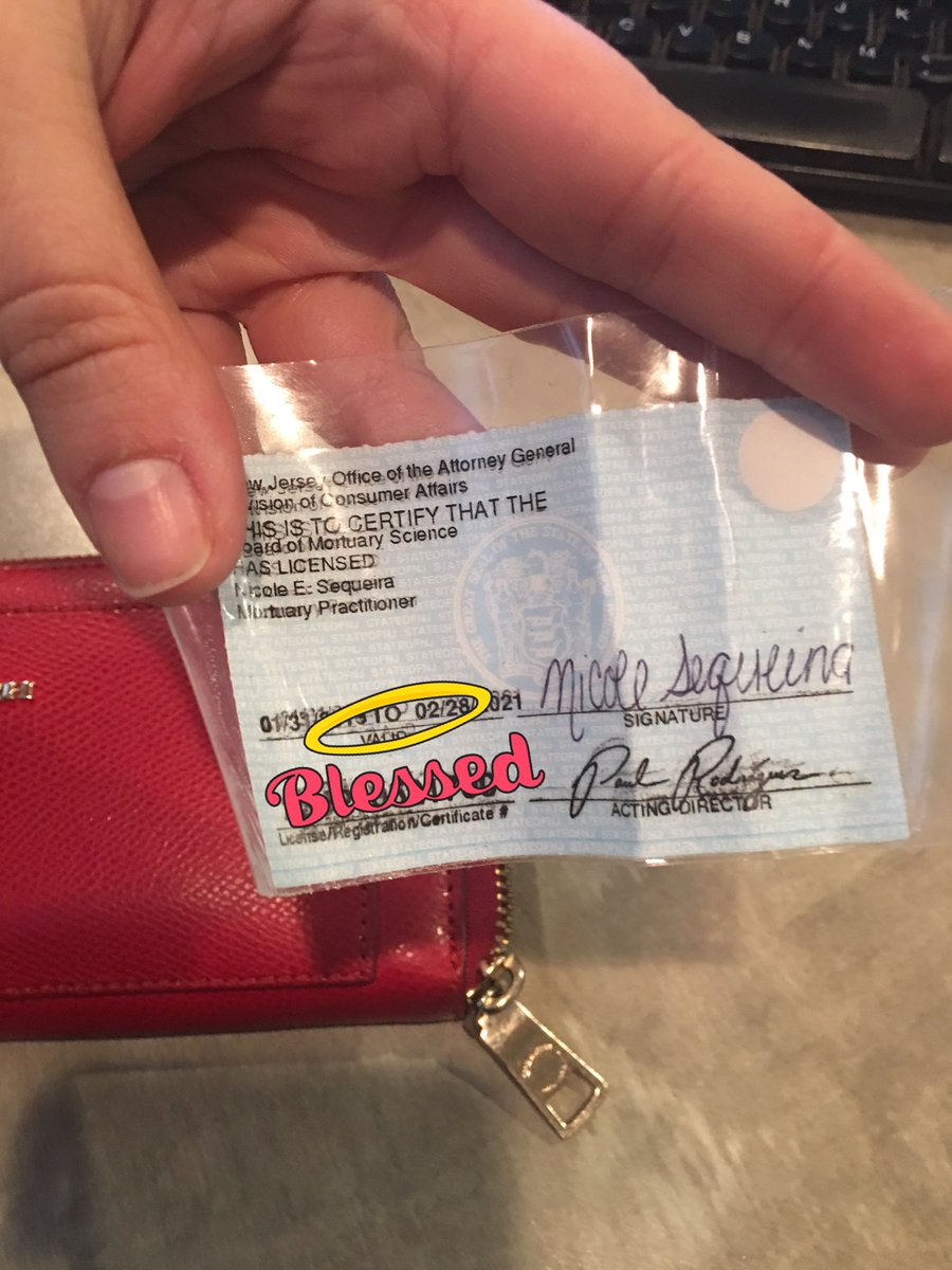 grrlbomb's tweet image. LMFAO just paid $350 for this shit to be renewed even tho I just paid for it in fucking October... (10/09/18-02/28/19 RIP) tried to laminate it so it wouldn’t get ruined &amp;amp; now I’m stuck with this ‘til 2021 #funeraldirectorproblems #fuckme