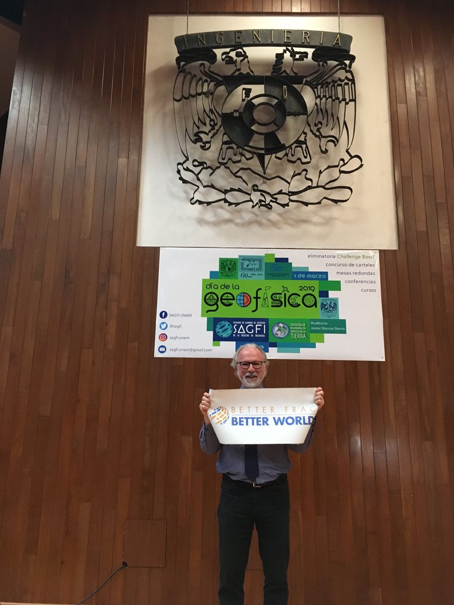 PeterDuncanMSI's tweet photo. Was in Mexico City at UNAM Friday. Gave a lecture and held a Challenge Bowl contest to pick the 2019 Mexican champs. Great fun. #MicroSeismic #betterfracbetterworld #FracOn https://t.co/xhbfjCT5PB