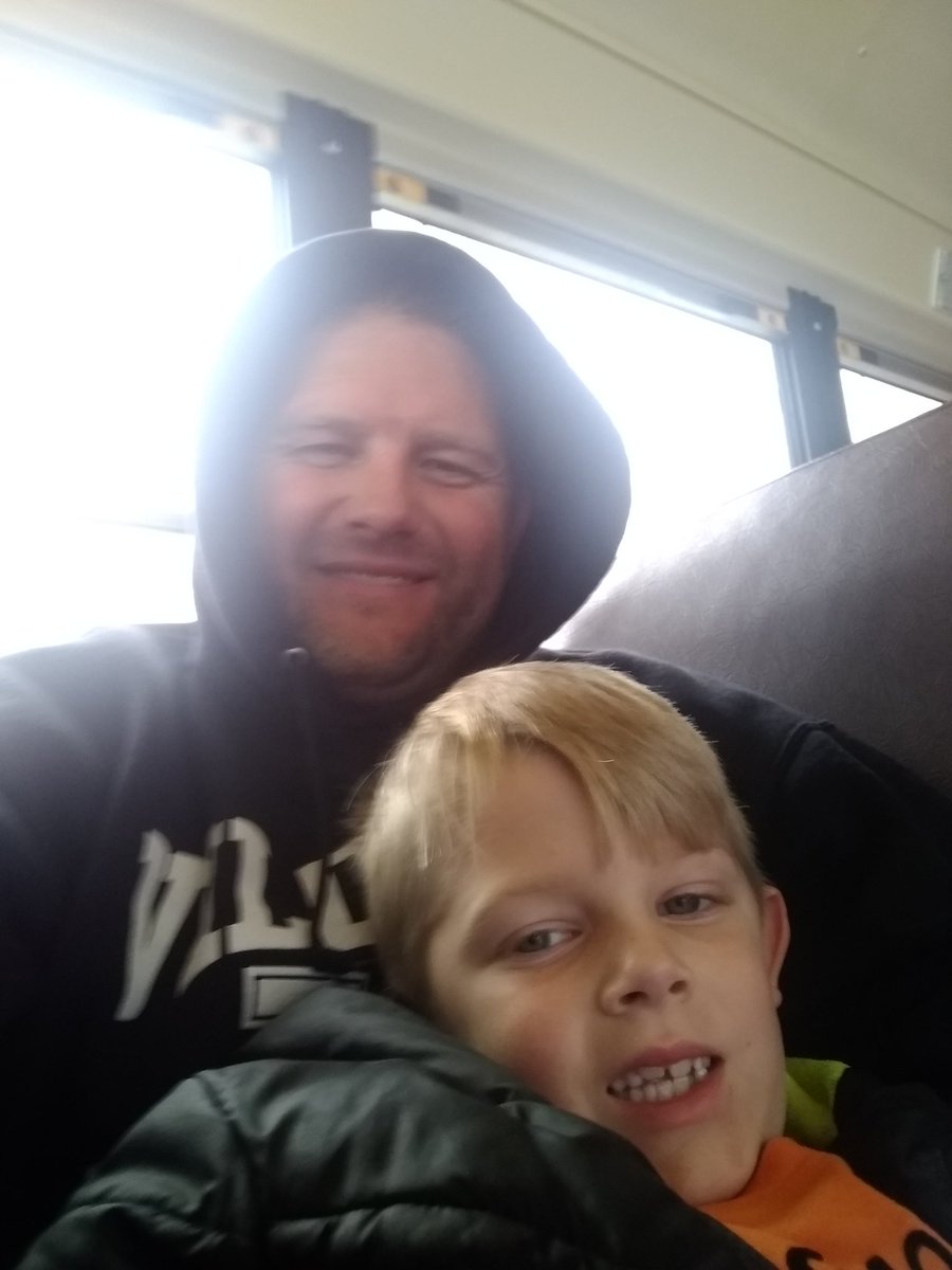KaptnWallace's tweet photo. Headed back from Monroe.  Been waiting a long time for this moment in my coaching career. #fathersontime #buspartner https://t.co/gi4bE4Vs3o