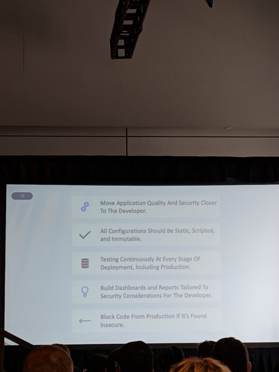 app sec tips from <a href="/JGamblin/">Jerry Gamblin</a> - move application quality and security closer to the developer. YES #BsidesSF