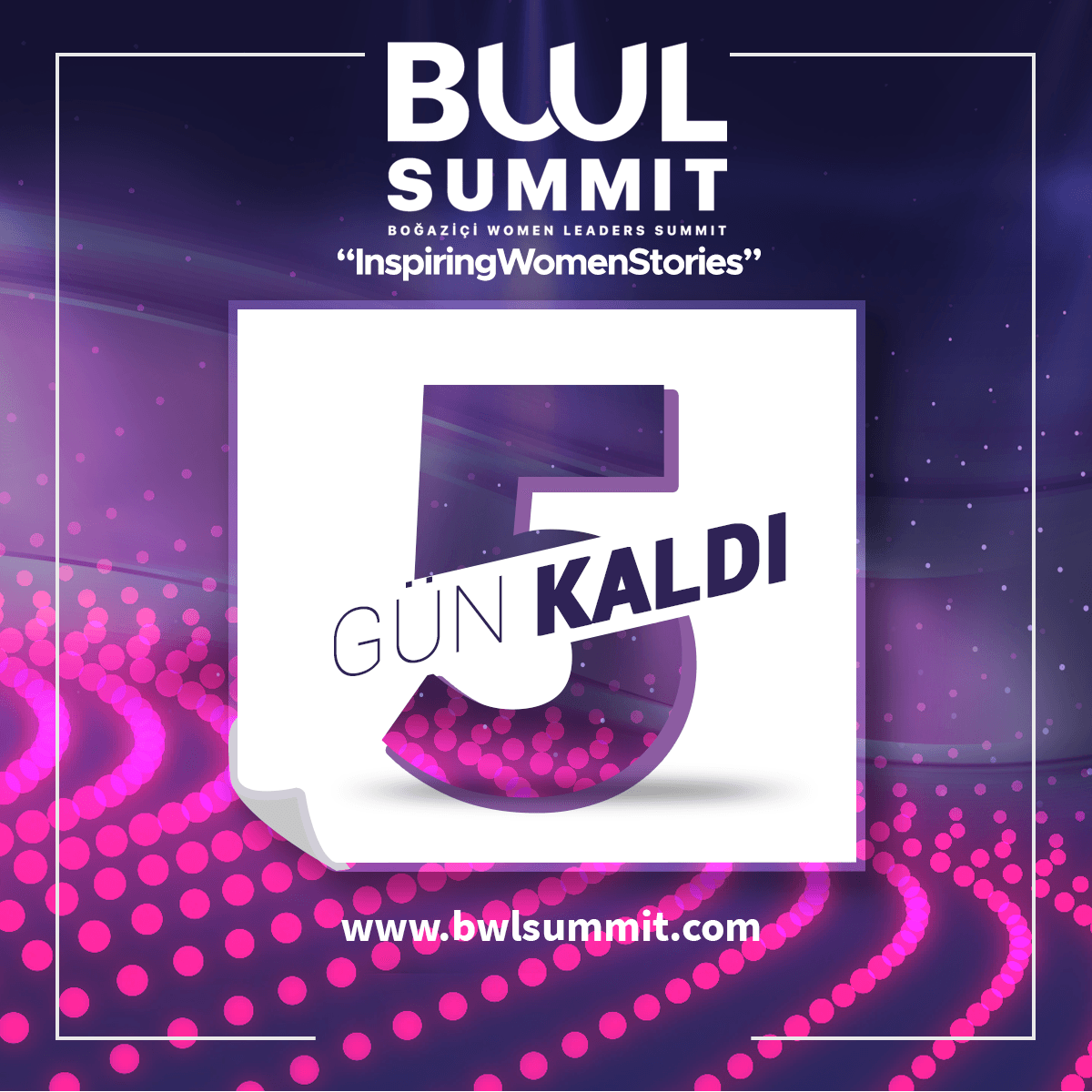 Bu yıl 2.si  "İlham Veren Hikayeler" temasıyla gerçekleşecek olan Boğaziçi Women Leaders Summit'e 5 gün kaldı.Program için 2019.bwlsummit.com  web sitemizi ziyaret edebilirsiniz. #ilhamverenhikayeler