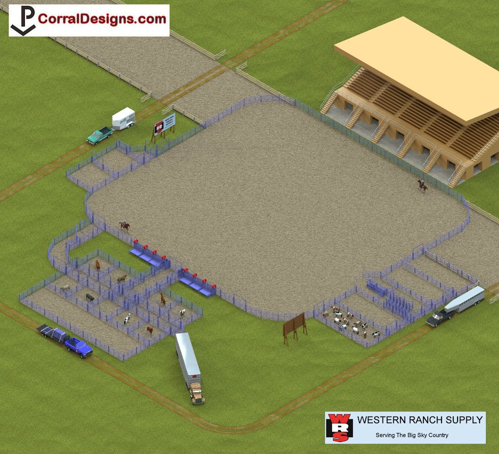 Rodeo Arena 7963 from CorralDesigns.com #Corrals #Rodeo #Stampede #Livestock #Cattle #Roping #Bison #Buffalo #Horses #Equine #Cowboy #Ranch #Farm #Country #Stalls #WRS #WesternRanchSupply