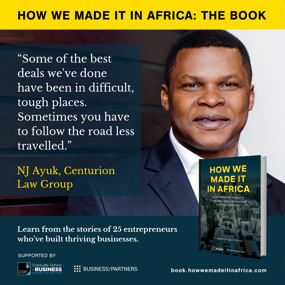 MadeItInAfrica's tweet photo. "The best deals we've done have been in difficult, tough places. Sometimes you have to follow the road less travelled." Read the story of pan-African lawyer/businessman @nj_ayuk in HOW WE MADE IT IN AFRICA: THE BOOK. Ebook &amp; paperback available here: https://t.co/9wNBHnQwMG https://t.co/fTm9WpYrlt