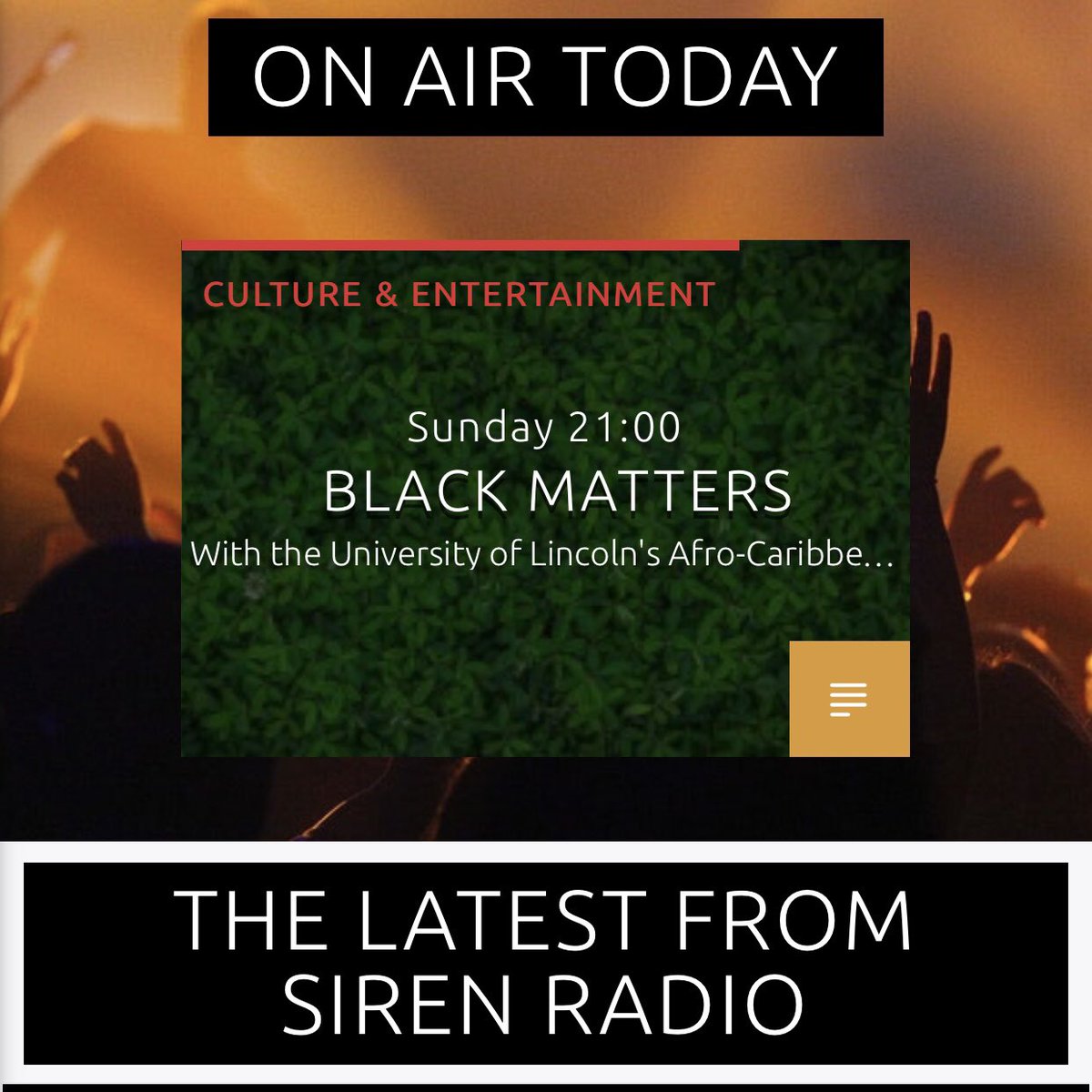 LincolnACS's tweet photo. ACS run radio show: Black Matters on Siren FM radio! (107.3) 📻 😎Where we will be discussing black culture, life in lincoln and black matters etc. It starts at 9:00pm tonight and will be transmitted every Sunday at 9:00pm. SUPPORT THE MOVEMENT &amp; TUNE IN!🤪🙌🏿🎉 https://t.co/RRZJ8WIq2D